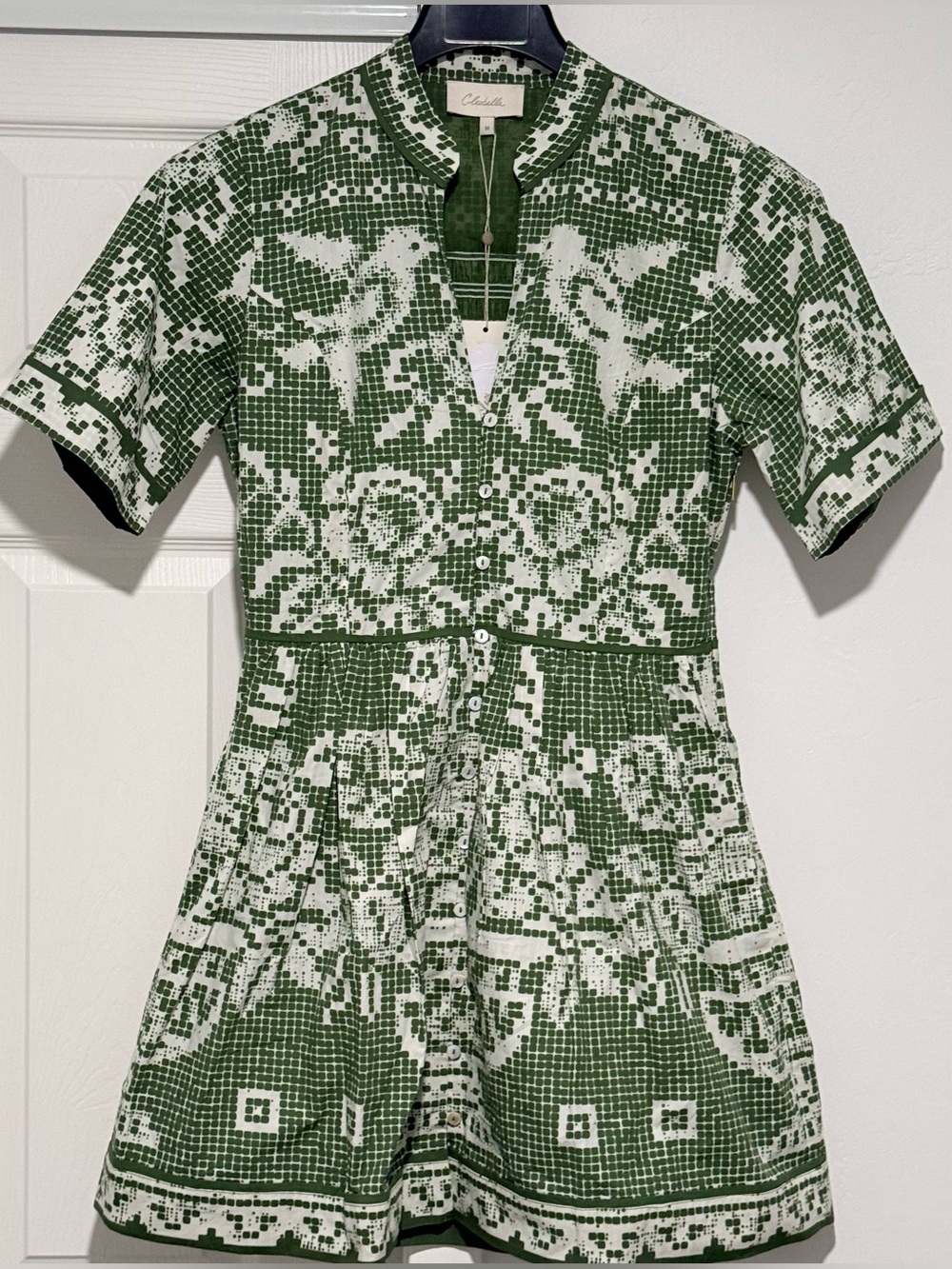 Cleobella Verdant Flight Starling Women’s Poplin Cotton Mini Dress Sz M NWT